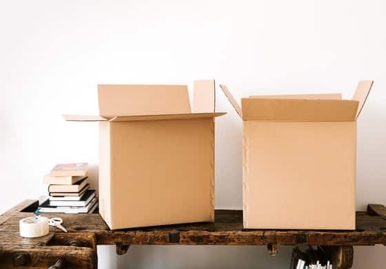 Two Cardboard Boxes on a Bench — Caloundra Removals & Storage in Sunshine Coast, QLD