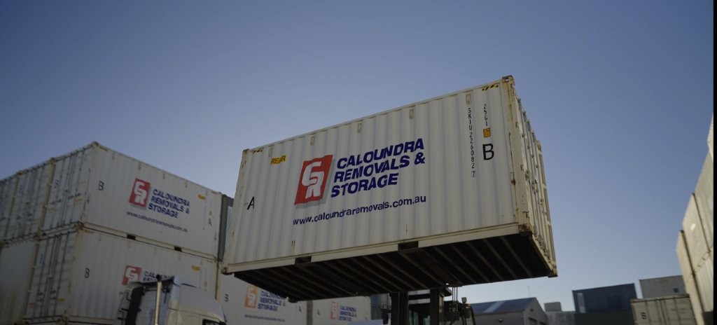 Lifting Removal Container Van With Storage Container — Caloundra Removals & Storage in Sunshine Coast, QLD