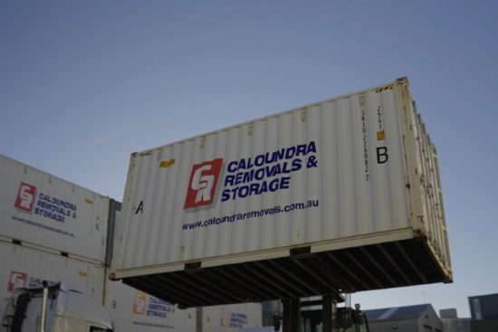 Lifting Removal Container Van With Storage Container — Caloundra Removals & Storage in Sunshine Coast, QLD