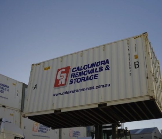 Lifting Removal Container Van With Storage Container — Caloundra Removals & Storage in Sunshine Coast, QLD